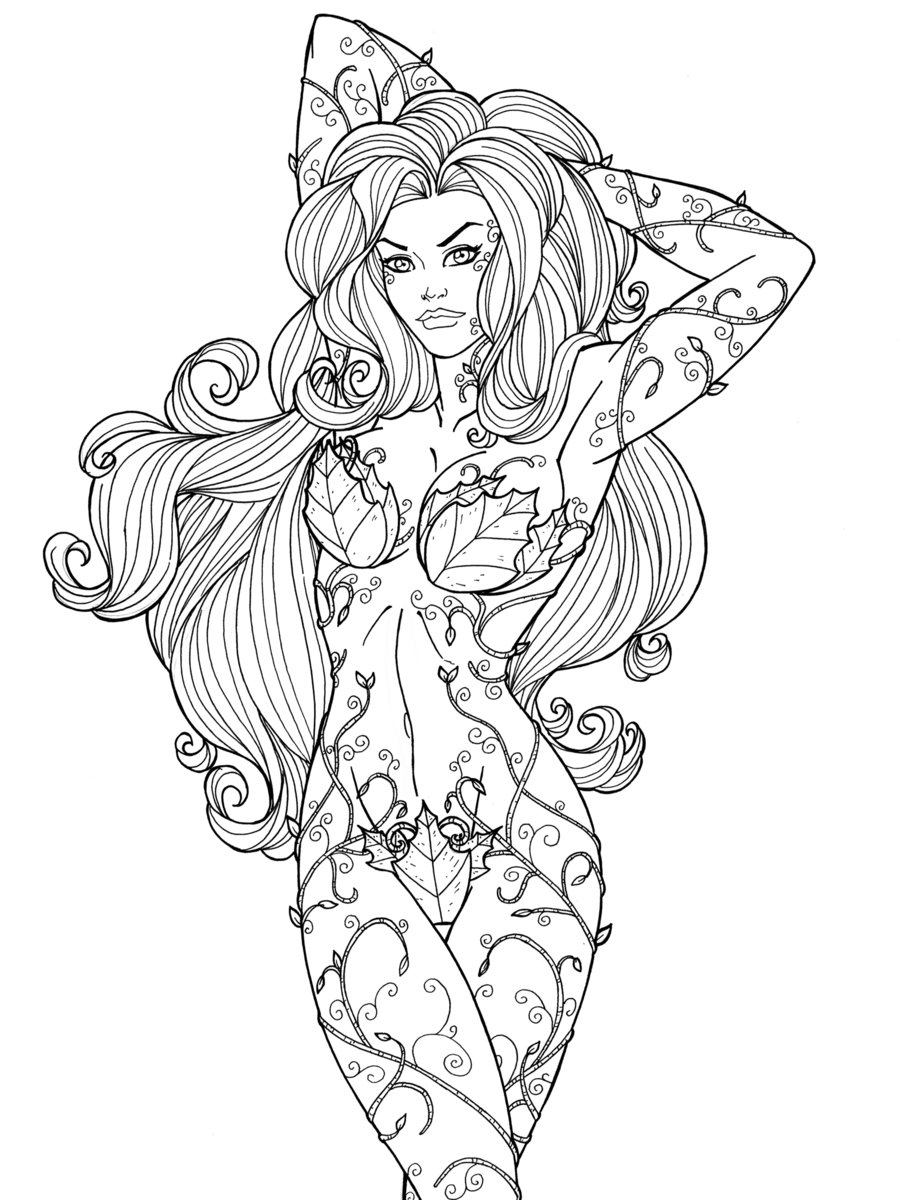 Coloriage Girls Of Batman Comics Poison Ivy - DC Super Hero Girls à imprimer